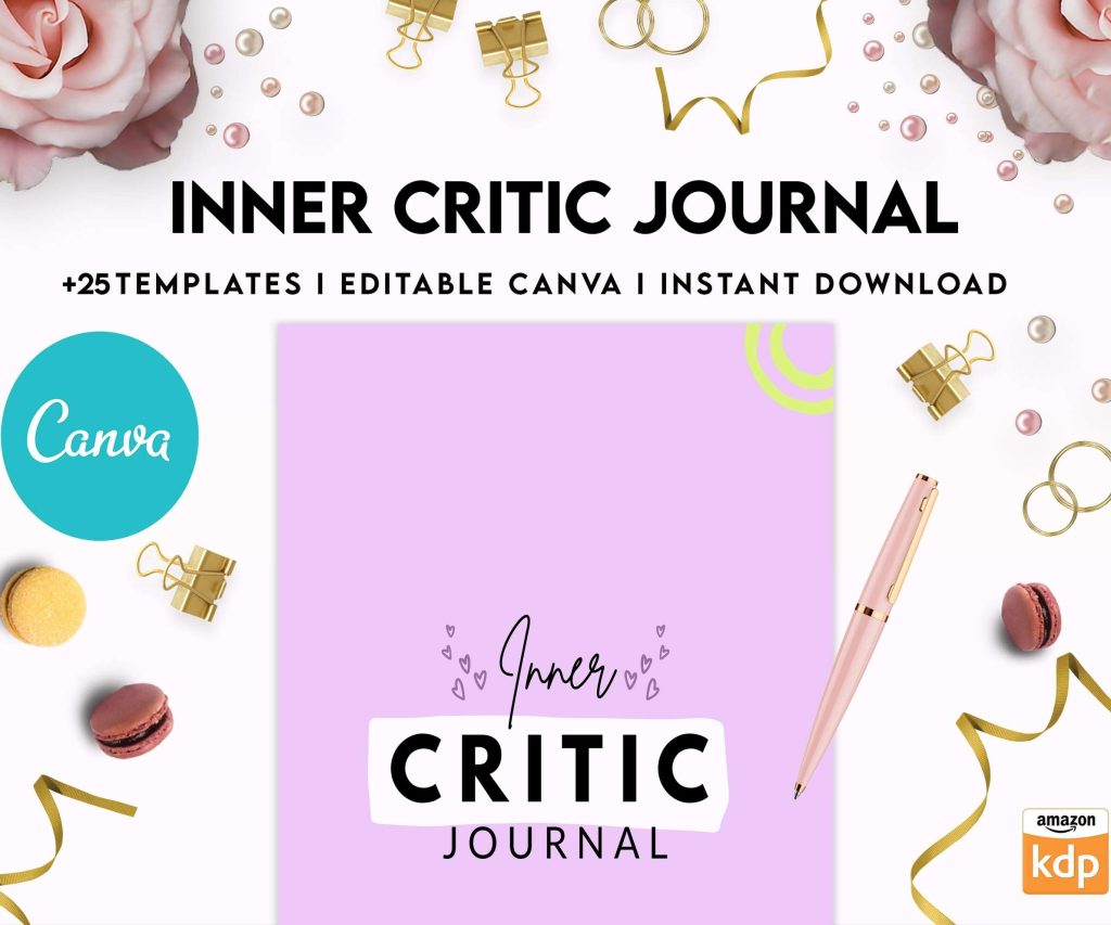 Inner Critic Journal, self discovery,self esteem, Limiting Beliefs Canva Editable Templates