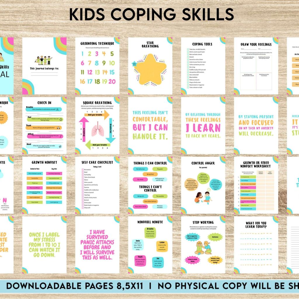 Kids Coping Skills, kids therapy, kids self discovery, kids self esteem, kids Limiting Beliefs Canva Editable Templates