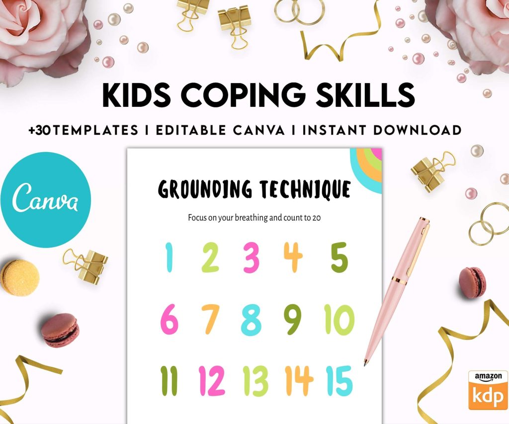Kids Coping Skills, kids therapy, kids self discovery, kids self esteem, kids Limiting Beliefs Canva Editable Templates