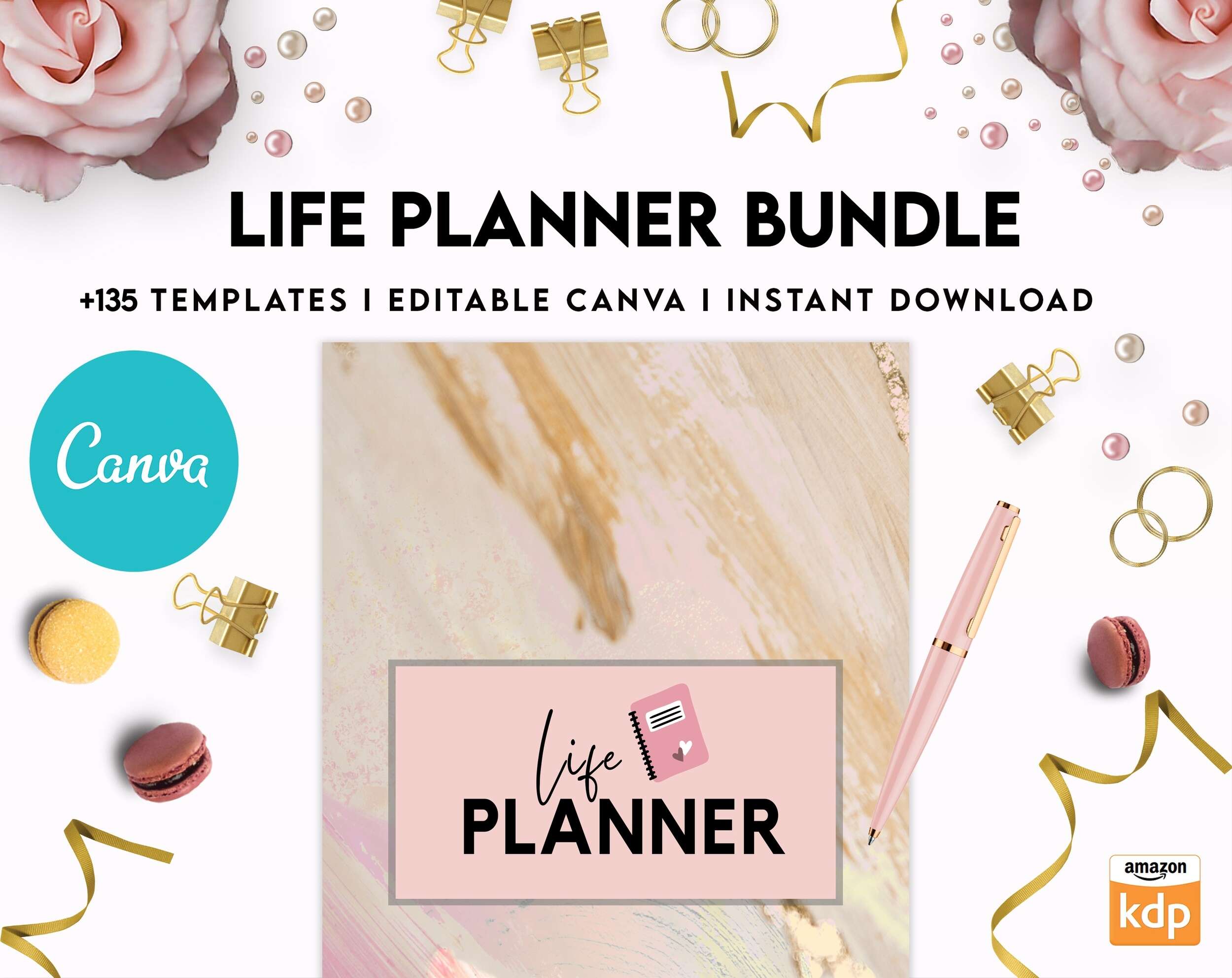 Life Planner Bundle, life organizer, adhd planner, productivity planner, Canva Editable Templates