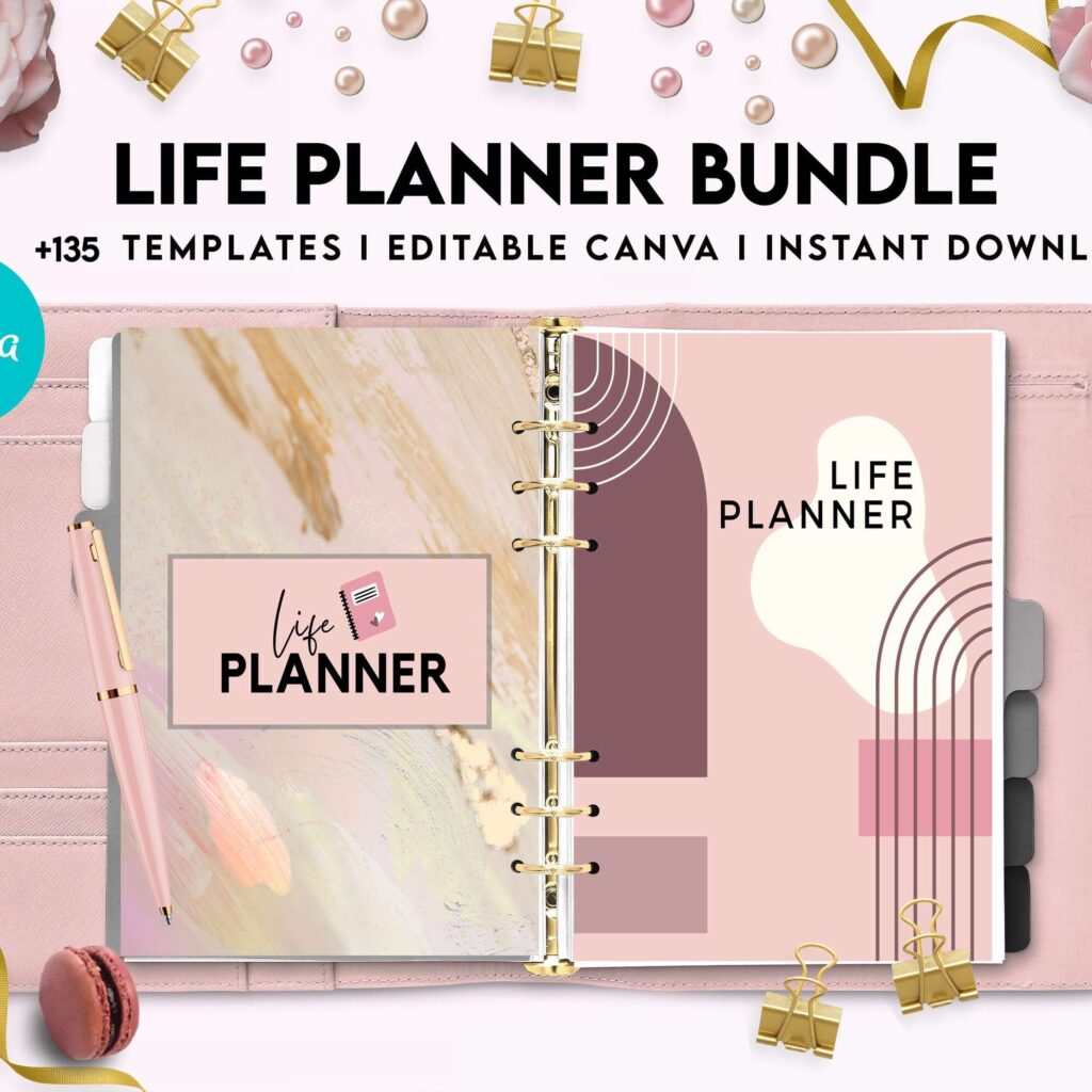 Life Planner Bundle, life organizer, adhd planner, productivity planner, Canva Editable Templates