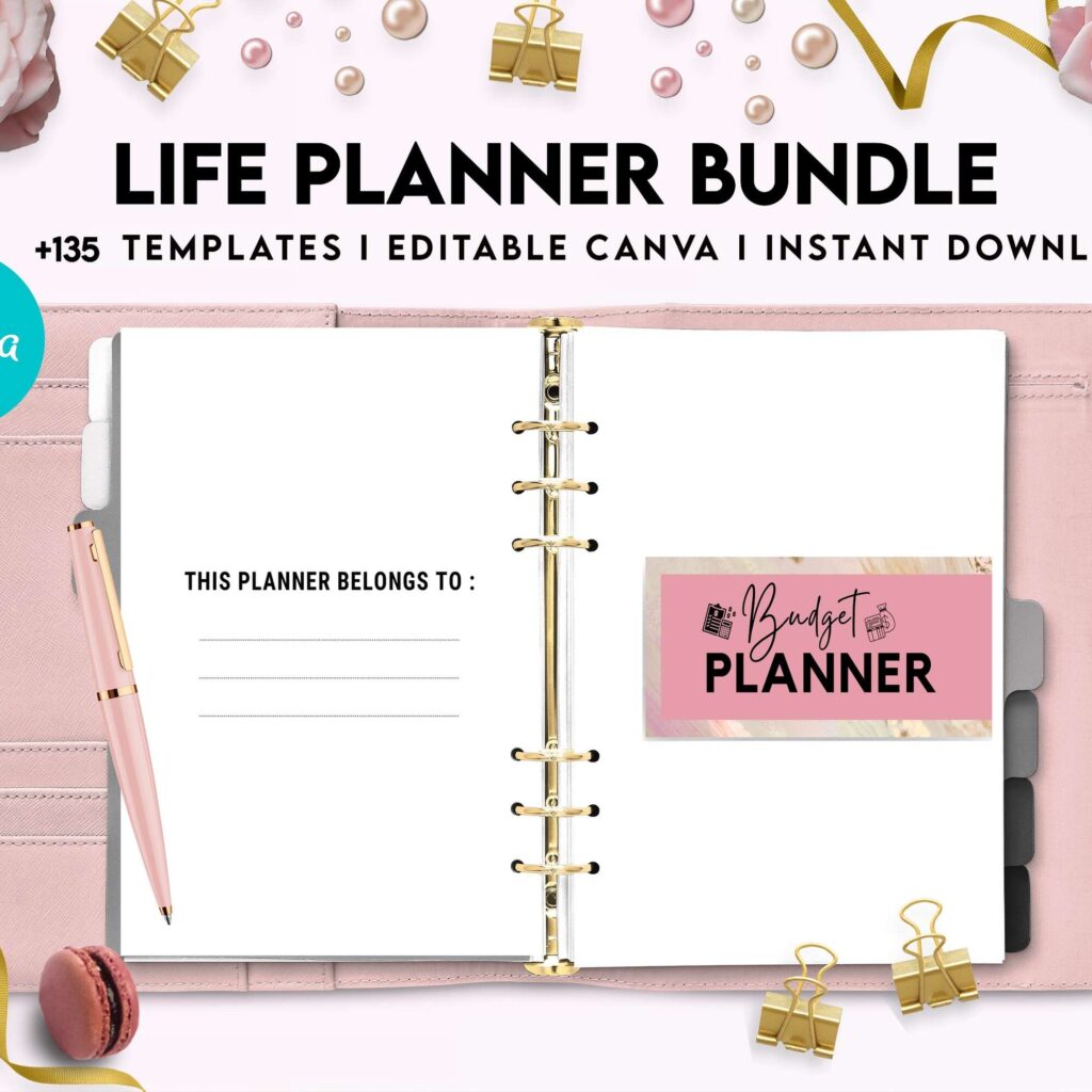 Life Planner Bundle, life organizer, adhd planner, productivity planner, Canva Editable Templates
