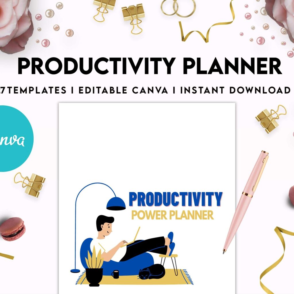 Productivity Planner,daily schedule,daily to do, productivity tracker, Business planner Canva Editable Templates