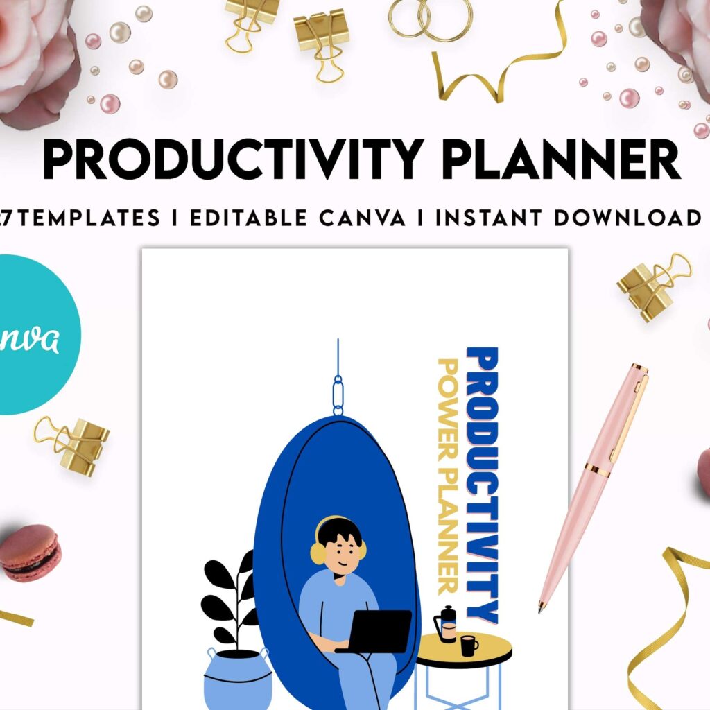 Productivity Planner,daily schedule,daily to do, productivity tracker, Business planner Canva Editable Templates