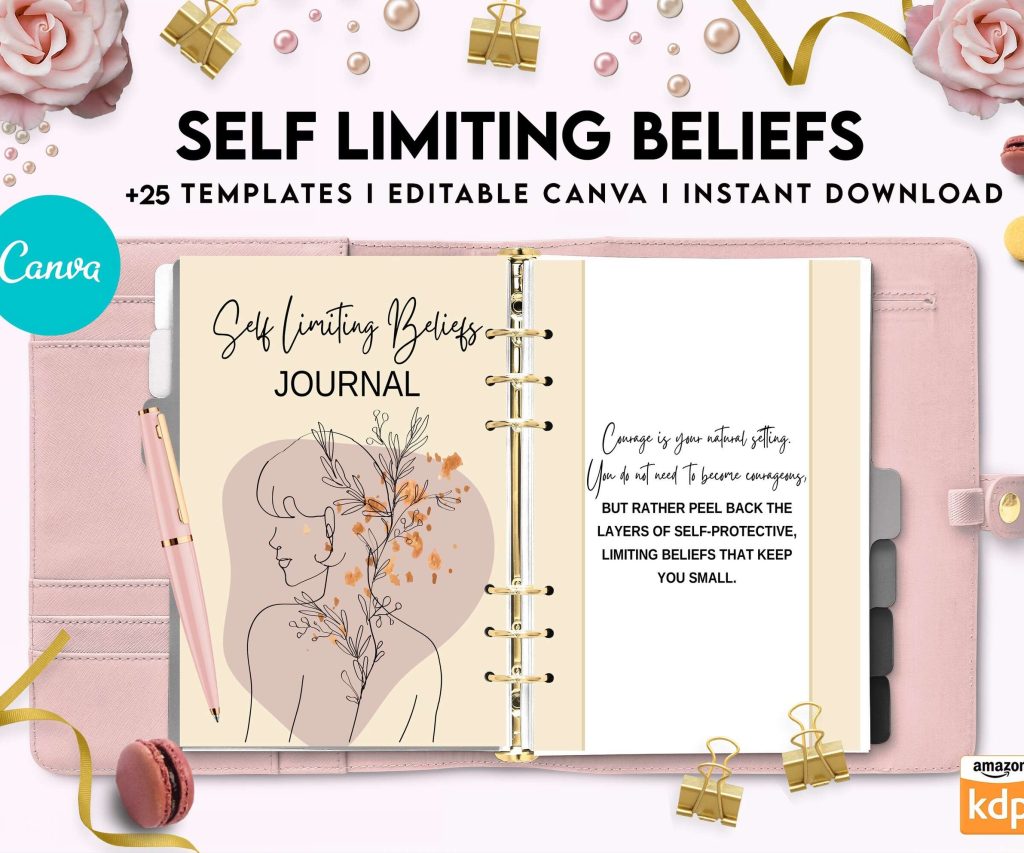 Self Limiting Beliefs, boundaries, self esteem, self confidence Canva Editable Templates