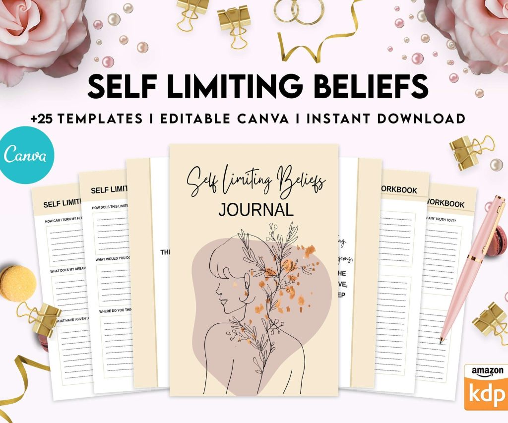 Self Limiting Beliefs, boundaries, self esteem, self confidence Canva Editable Templates