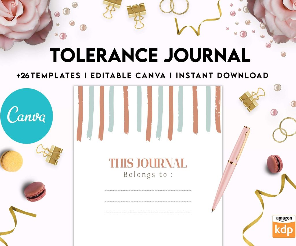 Tolerance Journal, window of tolerance, therapy journal , self discovery, self esteem, Canva Editable Templates