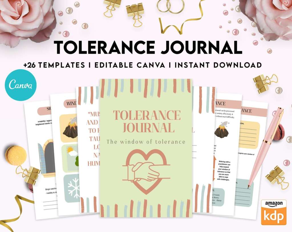 Window of Tolerance Worksheet Tolerance Journal, window of tolerance, therapy journal , self discovery, self esteem, Canva Editable Templates
