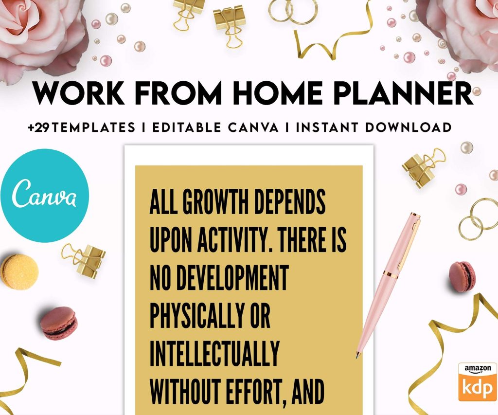 Work From Home Planner, Productivity planner, Working from home, freelancer solopreneur business planner, Canva Editable Templates