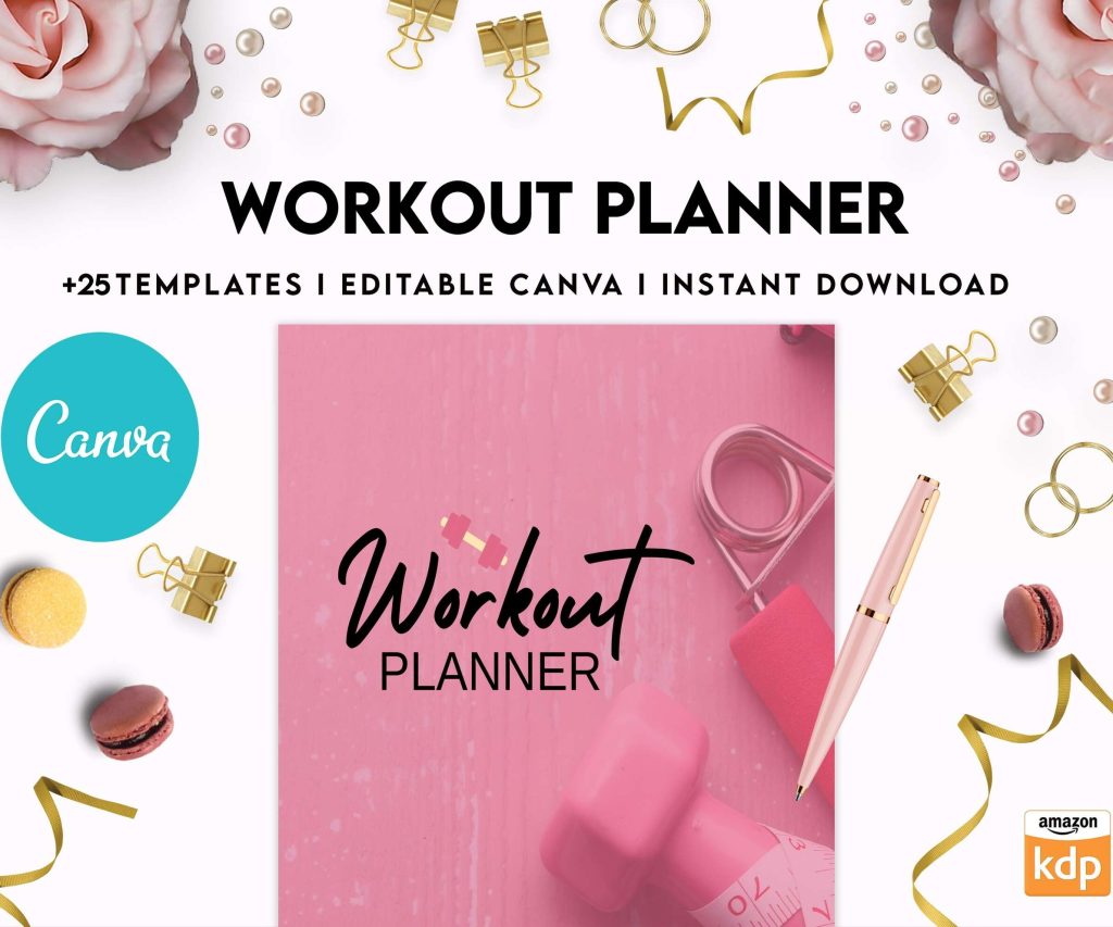 Workout Planner, exercise tracker , Fitness Journal, workout journal, Canva Editable Templates
