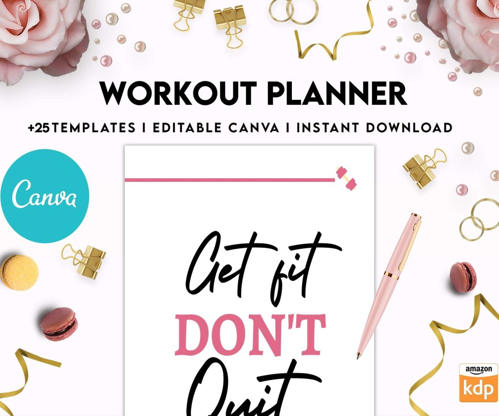 Workout Planner, exercise tracker , Fitness Journal, workout journal, Canva Editable Templates
