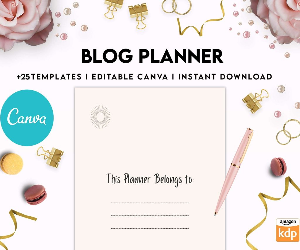 Blog Planner, Planner for blogger, social media Planner, content planner, Canva Editable Templates