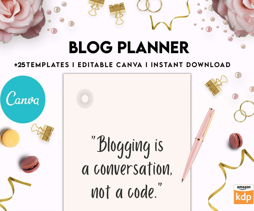 Blog Planner, Planner for blogger, social media Planner, content planner, Canva Editable Templates