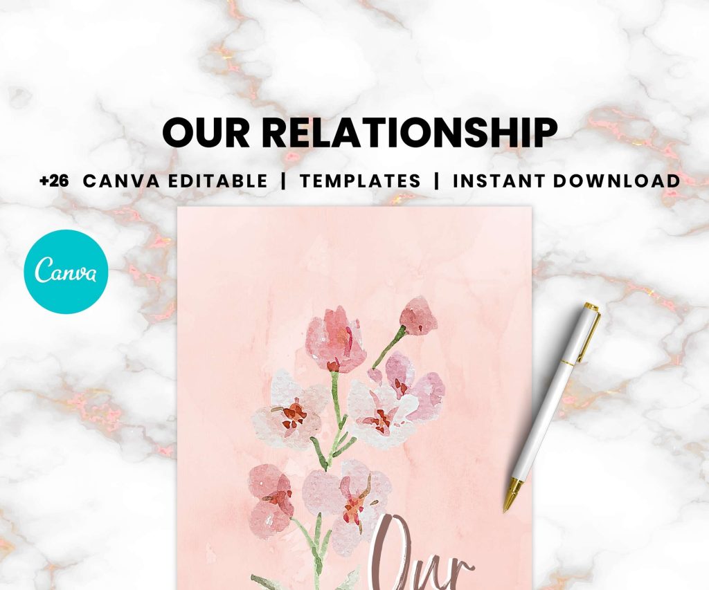 Relationship journal Canva Editable Templates.