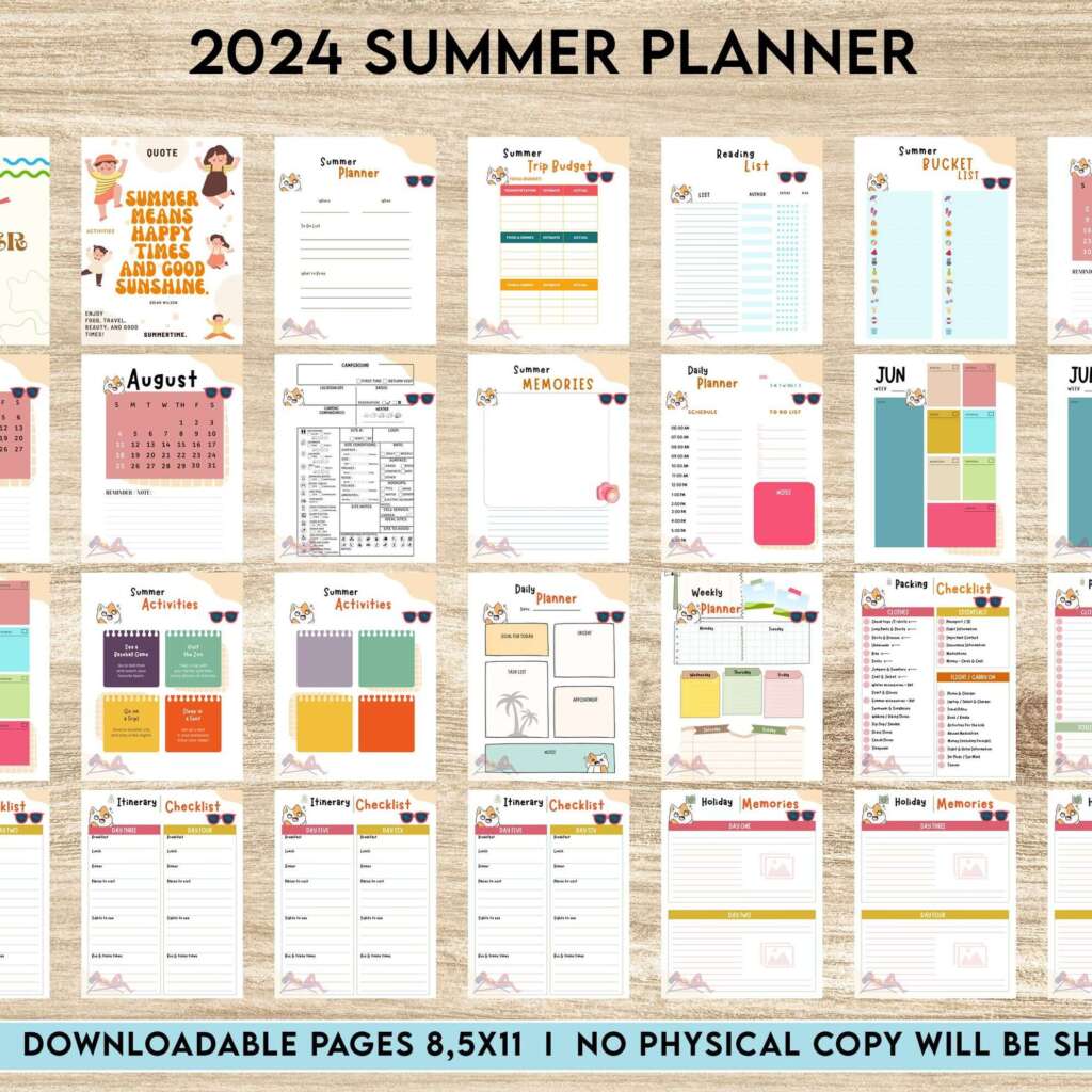 2024 Canva Editable Summer Planner Templates