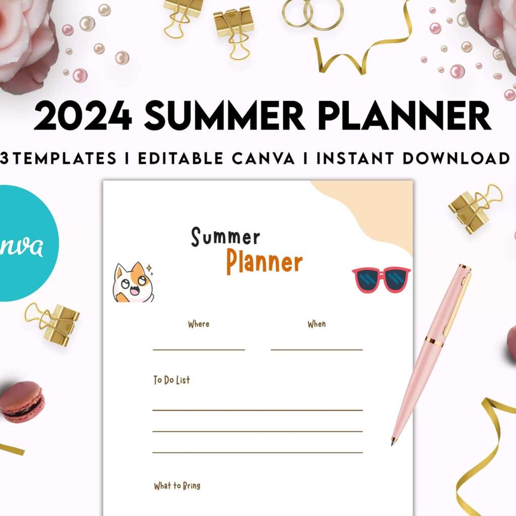 2024 Canva Editable Summer Planner Templates
