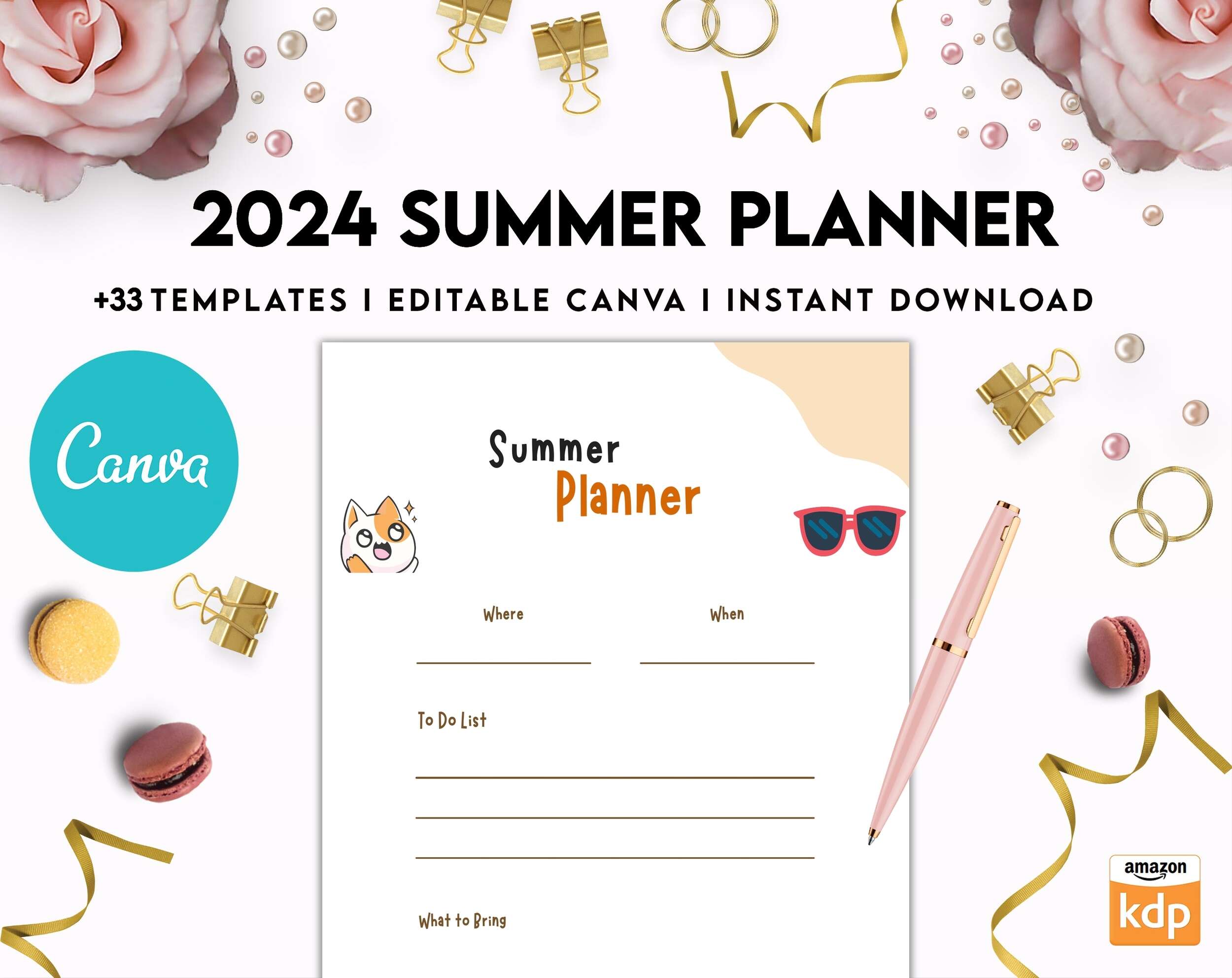 2024 Canva Editable Summer Planner Templates