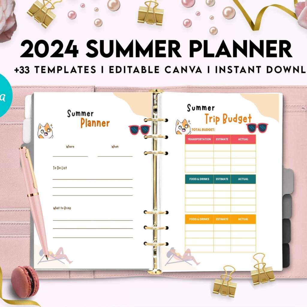 2024 Canva Editable Summer Planner Templates