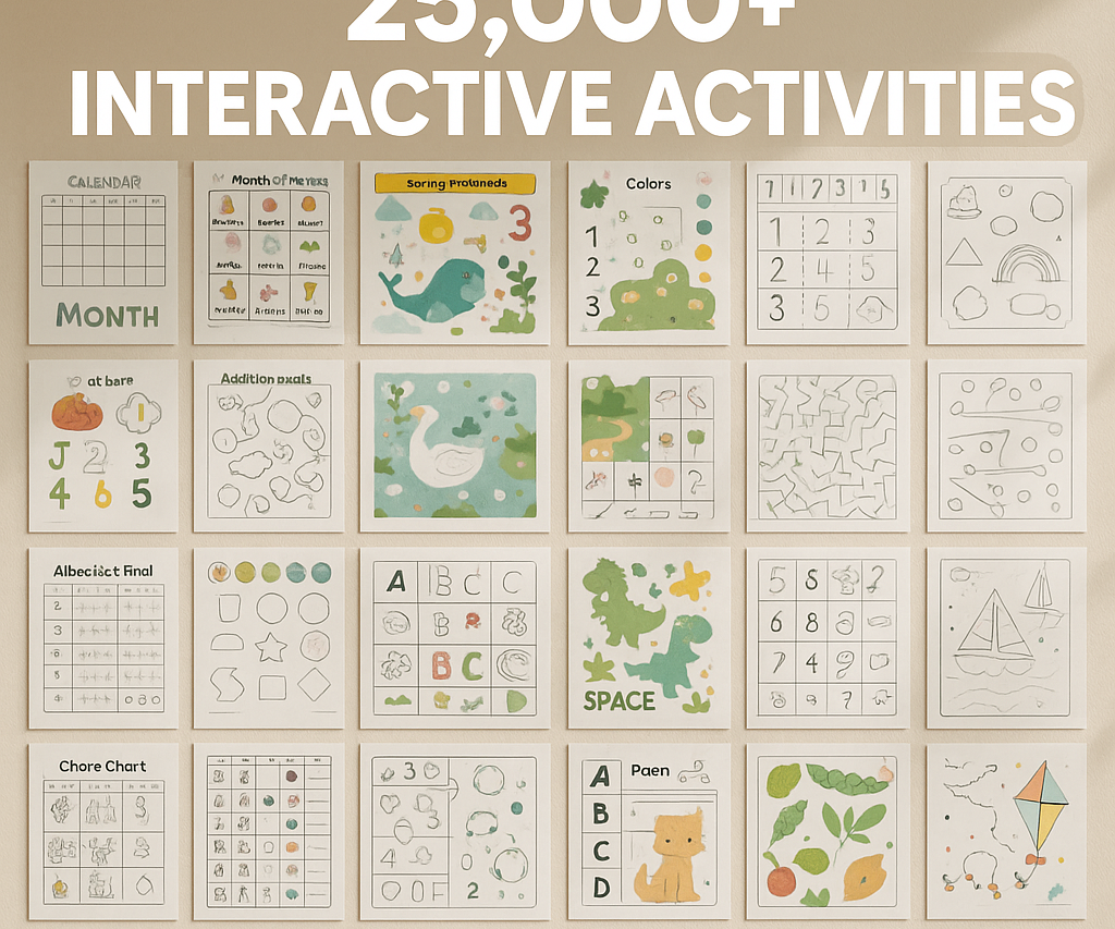 +30 000 Printable activity Pages Bundle for kids, Cute Coloring Pages for children Girls, Boys PDF Format