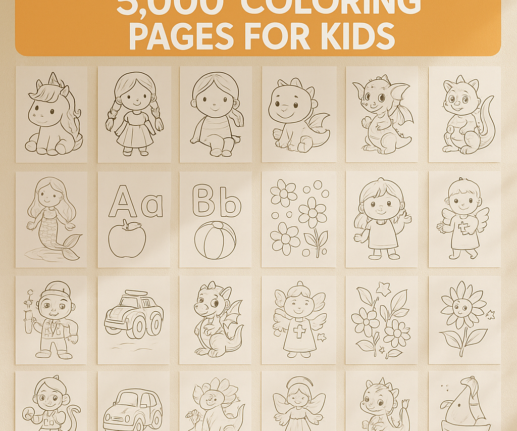 +30 000 Printable activity Pages Bundle for kids, Cute Coloring Pages for children Girls, Boys PDF Format