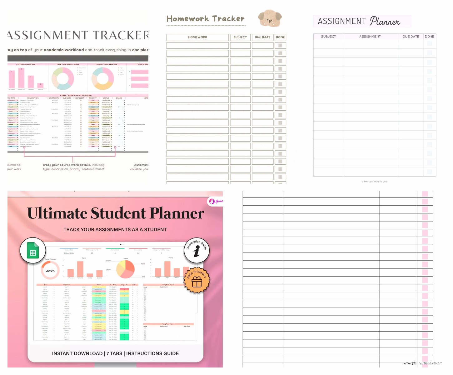 Assignment Tracker Template: Student Planning Tools