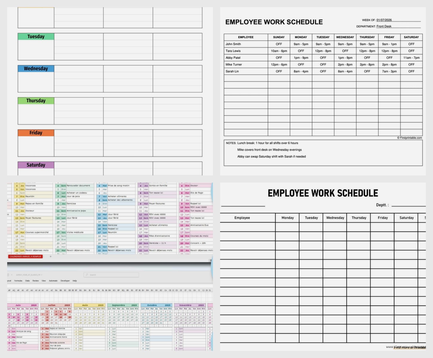 Work Schedule Calendar Template: Free Downloads