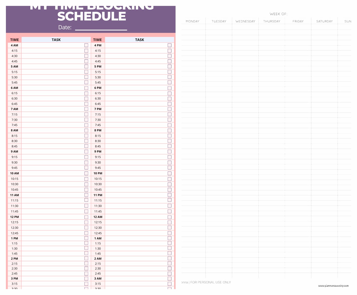 Hourly Schedule Template: Free Time-Block Downloads