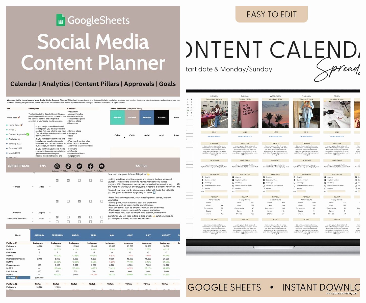 Google Sheets Social Media Content Planner: Free Template