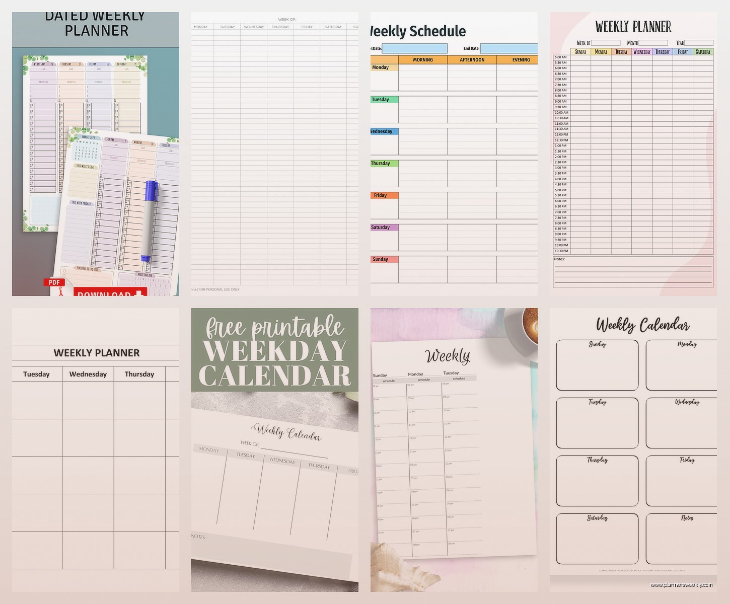 Weekly Calendar Template: Free Printable & Digital Designs