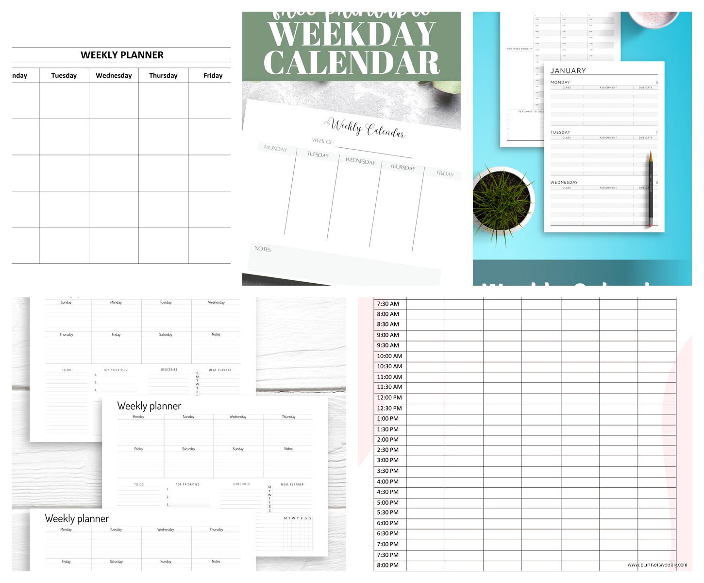 Weekly Calendar Template: Free Printable & Digital Designs - Planners ...