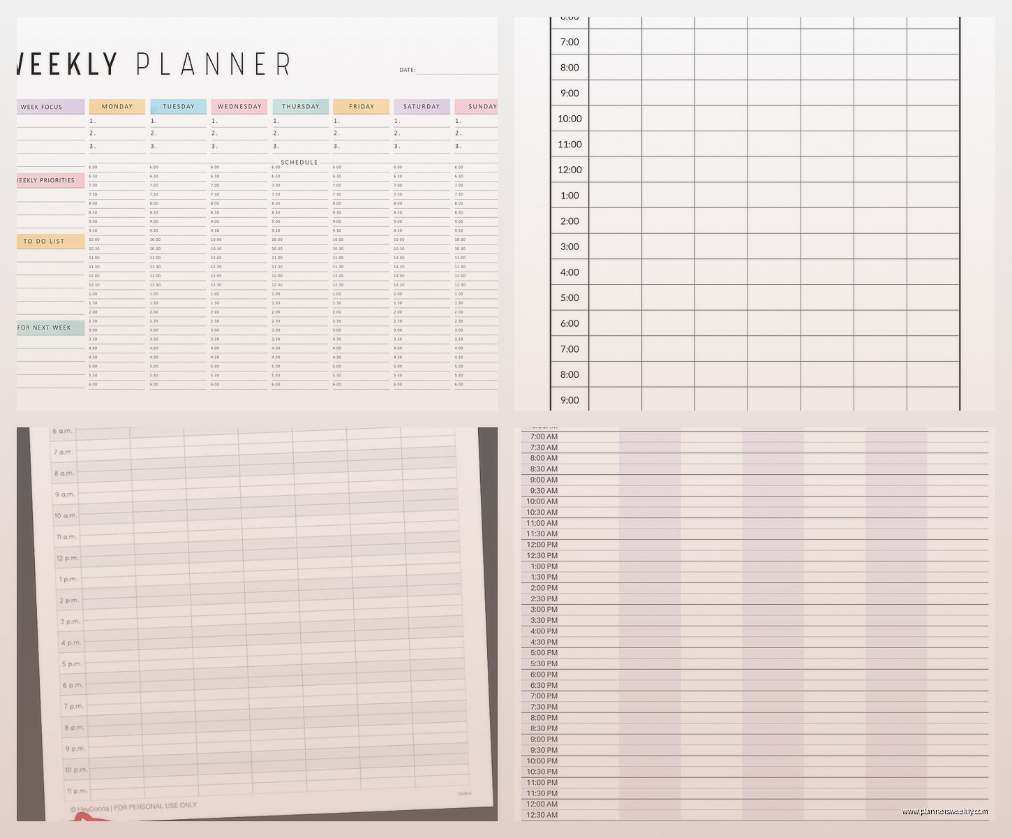Weekly Hourly Planner: Time-Block Planning Guide