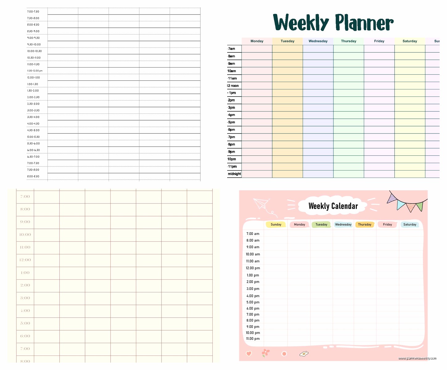 Weekly Planner with Time Slots: Best Hourly Options